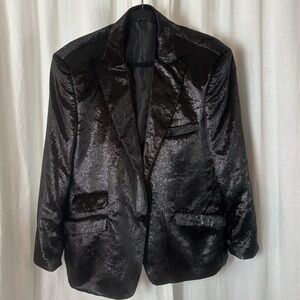 Blu Martini Men’s Blazer Black Glitter Shimmery Sz L Formal Dinner Jacket
